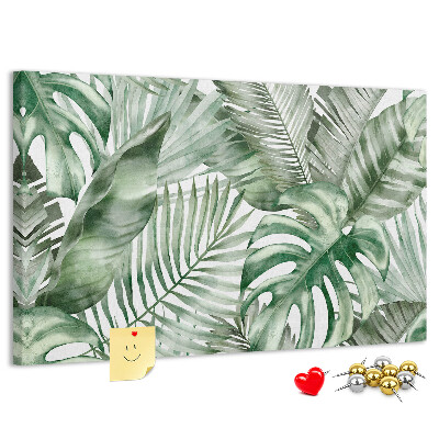 Tableau en liège Feuilles tropicales dans des tons de vert