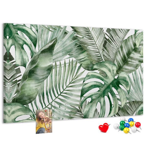 Tableau en liège Feuilles tropicales dans des tons de vert