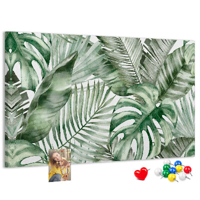 Tableau en liège Feuilles tropicales dans des tons de vert