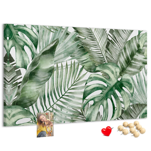 Tableau en liège Feuilles tropicales dans des tons de vert