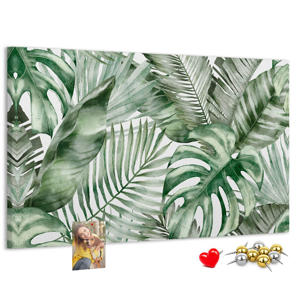 Tableau en liège Feuilles tropicales dans des tons de vert