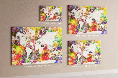 Tableau affichage liège Carte du monde colorée dans le style aquarelle