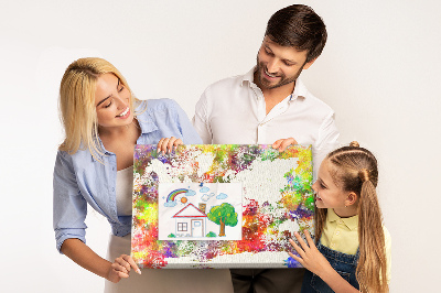 Tableau affichage liège Carte du monde colorée dans le style aquarelle