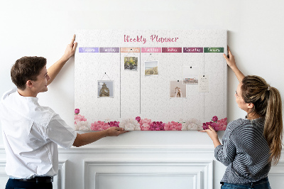 Tableau de liège Agenda hebdomadaire floral et coloré.