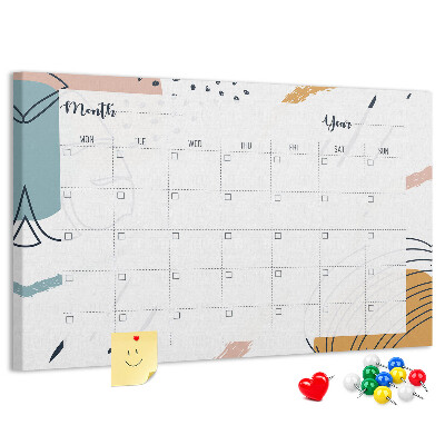 Tableau en liège Calendrier coloré aux motifs abstraits