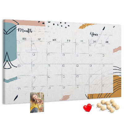 Tableau en liège Calendrier coloré aux motifs abstraits