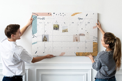 Tableau en liège Calendrier coloré aux motifs abstraits