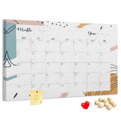Tableau en liège Calendrier coloré aux motifs abstraits