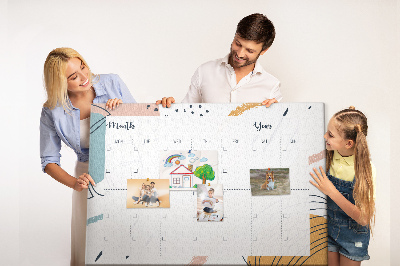 Tableau en liège Calendrier coloré aux motifs abstraits