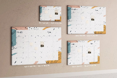 Tableau en liège Calendrier coloré aux motifs abstraits