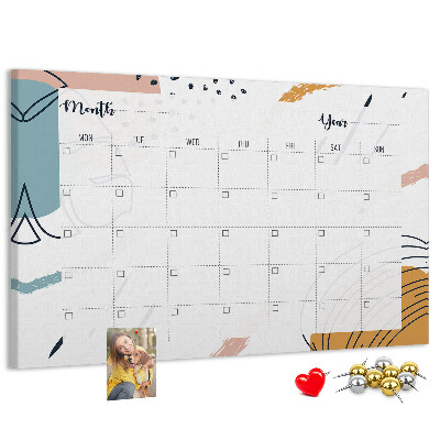 Tableau en liège Calendrier coloré aux motifs abstraits