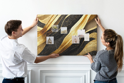 Tableau de liège Ondulations de tissu or et noir
