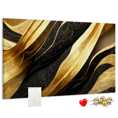 Tableau de liège Ondulations de tissu or et noir