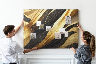 Tableau de liège Ondulations de tissu or et noir