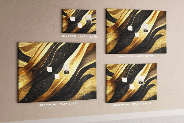 Tableau de liège Ondulations de tissu or et noir