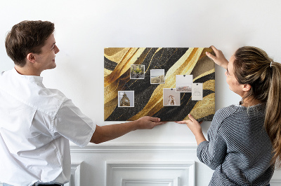 Tableau de liège Ondulations de tissu or et noir