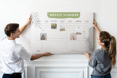 Tableau en liège Agenda hebdomadaire à motif végétal