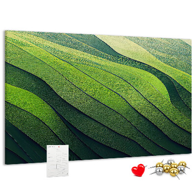 Tableau de liège Vagues vertes rehaussées par la texture de la terre