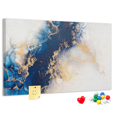 Tableau affichage liège Motif abstrait dans les tons de bleu.