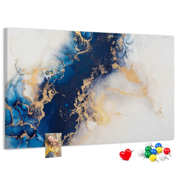Tableau affichage liège Motif abstrait dans les tons de bleu.