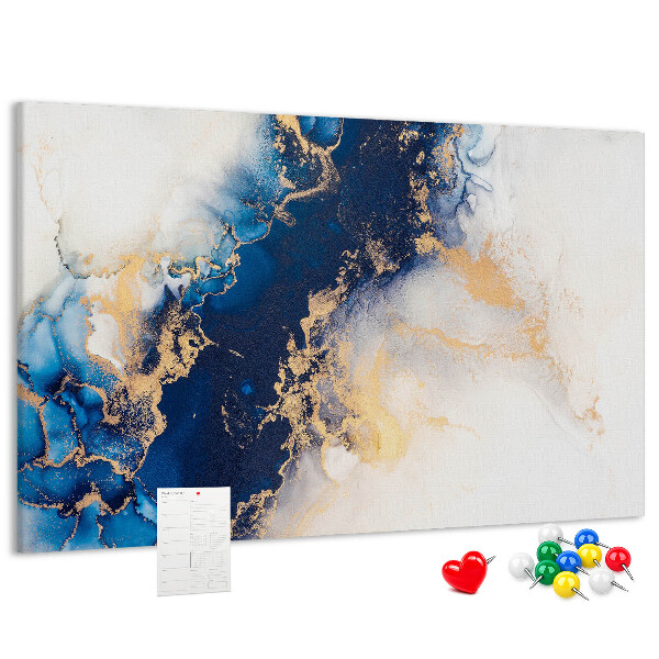 Tableau affichage liège Motif abstrait dans les tons de bleu.