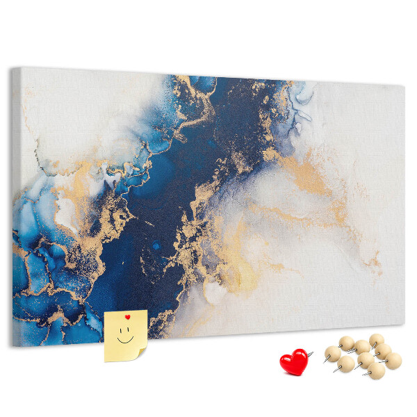 Tableau affichage liège Motif abstrait dans les tons de bleu.