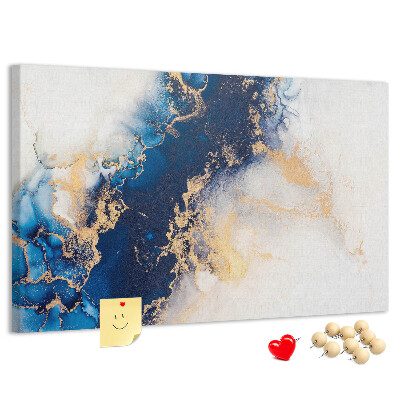 Tableau affichage liège Motif abstrait dans les tons de bleu.