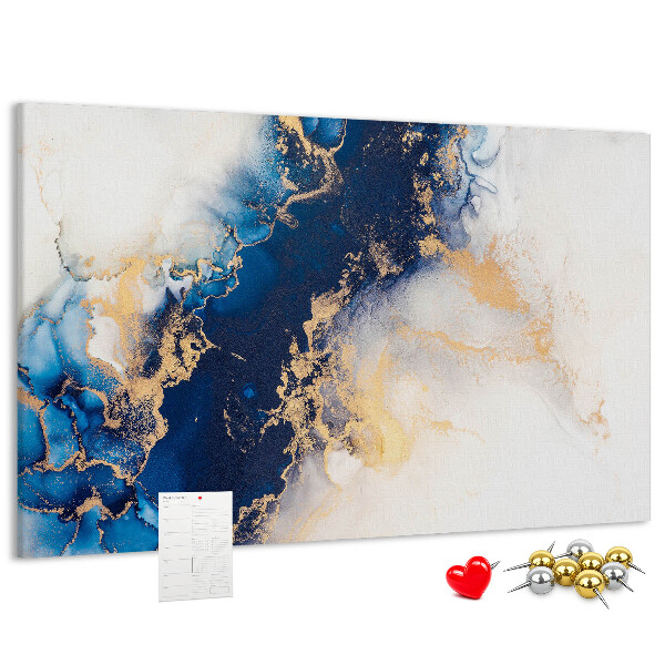 Tableau affichage liège Motif abstrait dans les tons de bleu.