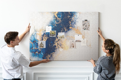 Tableau affichage liège Motif abstrait dans les tons de bleu.