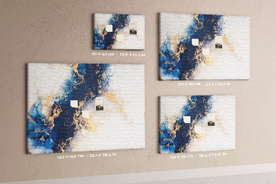 Tableau affichage liège Motif abstrait dans les tons de bleu.