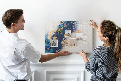 Tableau affichage liège Motif abstrait dans les tons de bleu.