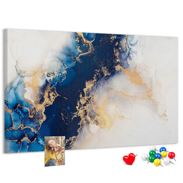 Tableau affichage liège Motif abstrait dans les tons de bleu.