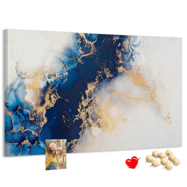 Tableau affichage liège Motif abstrait dans les tons de bleu.