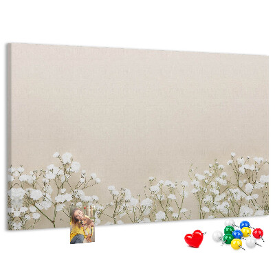 Tableau de liège Fleurs délicates sur fond neutre