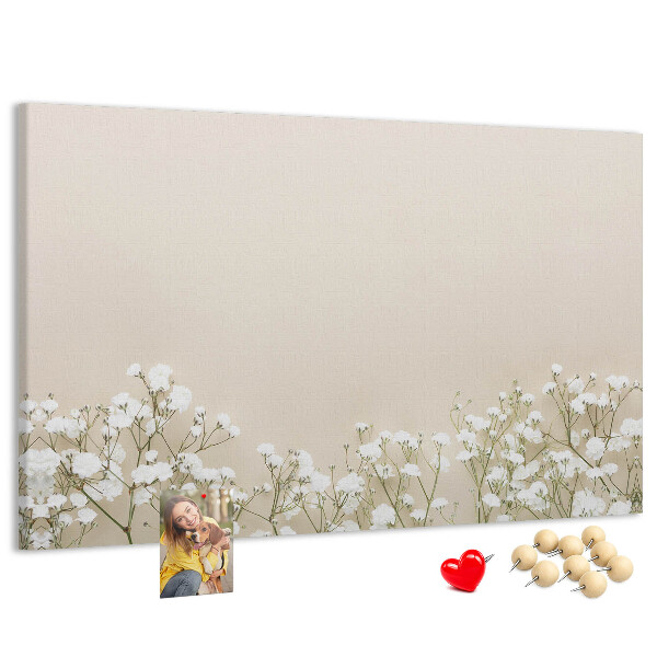 Tableau de liège Fleurs délicates sur fond neutre