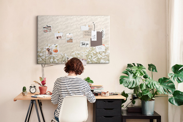 Tableau de liège Fleurs délicates sur fond neutre