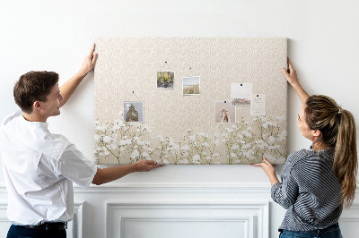 Tableau de liège Fleurs délicates sur fond neutre