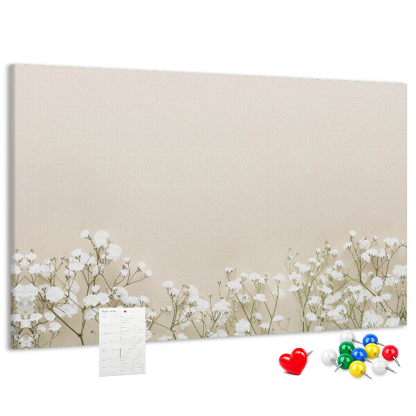 Tableau de liège Fleurs délicates sur fond neutre