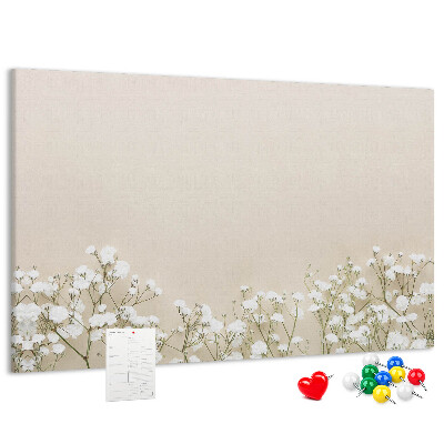 Tableau de liège Fleurs délicates sur fond neutre