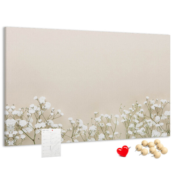 Tableau de liège Fleurs délicates sur fond neutre