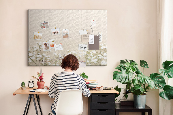 Tableau de liège Fleurs délicates sur fond neutre