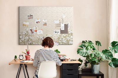 Tableau de liège Fleurs délicates sur fond neutre