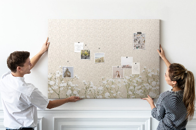 Tableau de liège Fleurs délicates sur fond neutre