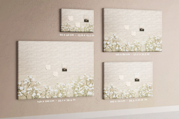 Tableau de liège Fleurs délicates sur fond neutre