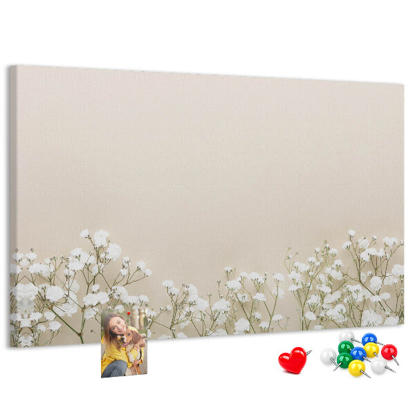 Tableau de liège Fleurs délicates sur fond neutre