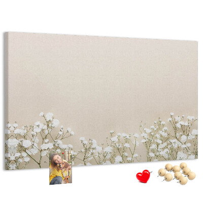 Tableau de liège Fleurs délicates sur fond neutre