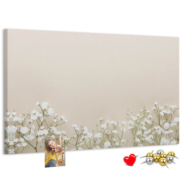 Tableau de liège Fleurs délicates sur fond neutre