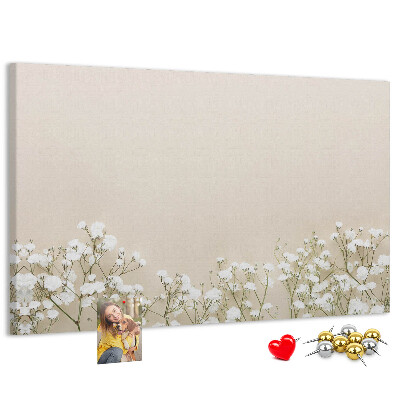 Tableau de liège Fleurs délicates sur fond neutre
