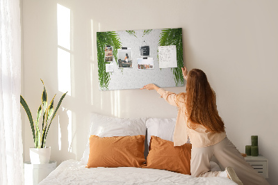 Tableau en liège Feuilles de palmier sur fond blanc