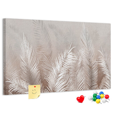 Tableau en liège Feuilles de palmier délicates sur fond neutre